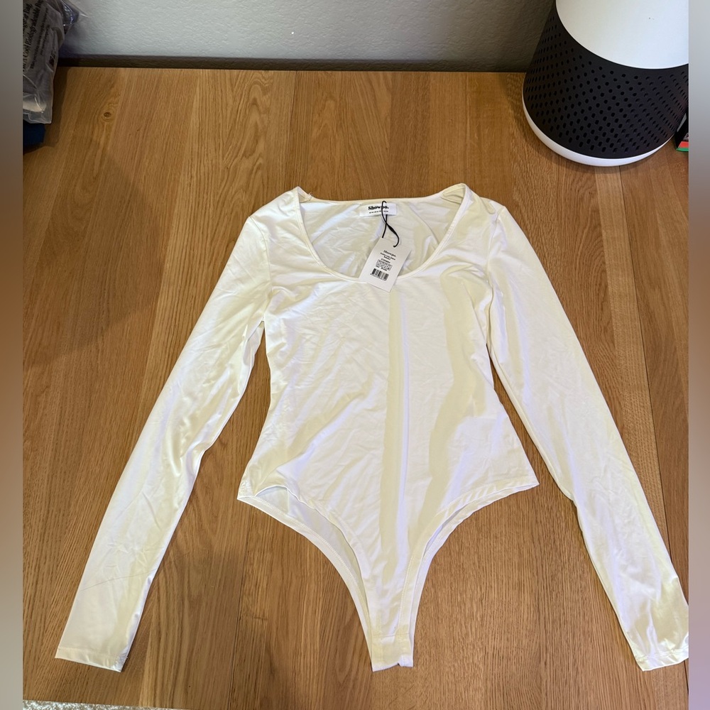 Showpo Off White Long Sleeve Bodysuit